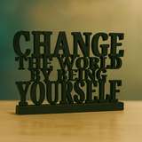 Creative Nameplate – Change The World | Motivational Desk Decor | Desk Plate for Office, Study Table & Home | Pack 1