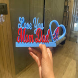 Creative Nameplate – Love You Mom Dad | Desk, Shelf & Home Decor | Heartfelt Present for Parents | Pack 1