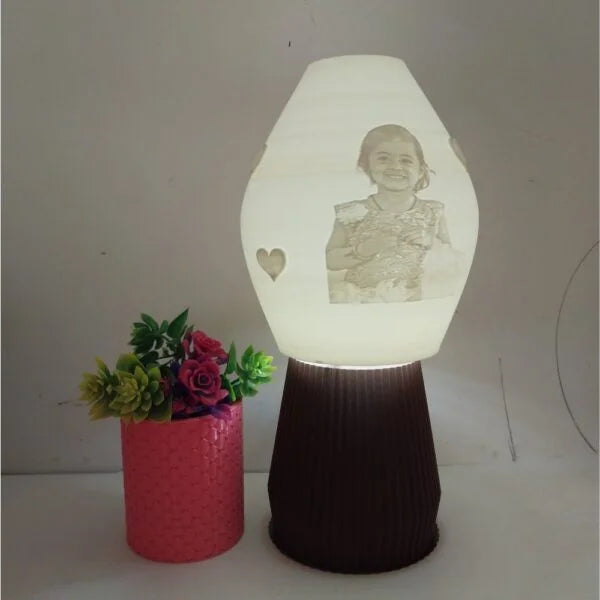 Exquisite Personalized Table Lamp – Custom Ceramic LED Lamp | Handcrafted Artisanal Lighting | Elegant Bedside & Study Table Decor | Personalized Names & Messages | 25 CM Designer Home & Office Lamp