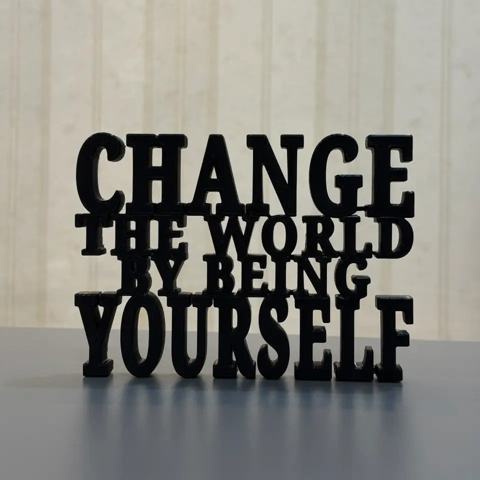 MITRAYAA Creative Nameplate – Change The World | Motivational Desk Decor | Desk Plate for  Office, Study Table & Home | Pack 1