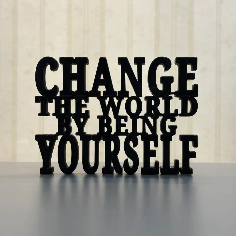 MITRAYAA Creative Nameplate – Change The World | Motivational Desk Decor | Desk Plate for  Office, Study Table & Home | Pack 1