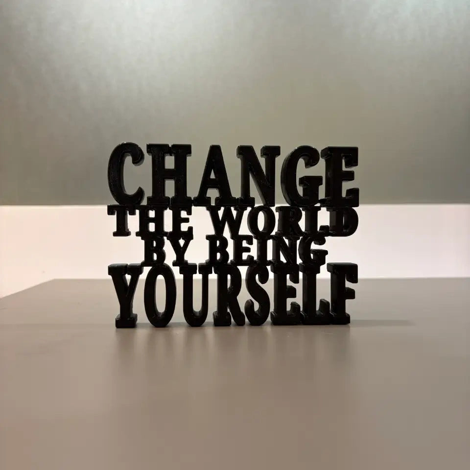 MITRAYAA Creative Nameplate – Change The World | Motivational Desk Decor | Desk Plate for  Office, Study Table & Home | Pack 1