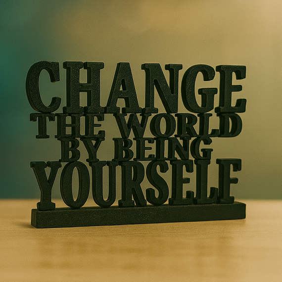 MITRAYAA Creative Nameplate – Change The World | Motivational Desk Decor | Desk Plate for  Office, Study Table & Home | Pack 1