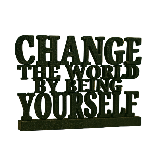MITRAYAA Creative Nameplate – Change The World | Motivational Desk Decor | Desk Plate for  Office, Study Table & Home | Pack 1