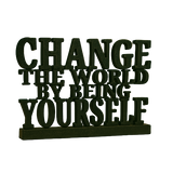 MITRAYAA Creative Nameplate – Change The World | Motivational Desk Decor | Desk Plate for  Office, Study Table & Home | Pack 1