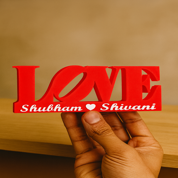 MITRAYAA Valentine’s Day Love Nameplate – Romantic Desk Decor | Personalized Gift for  Couples, Anniversary & Valentine’s Day | Pack 1