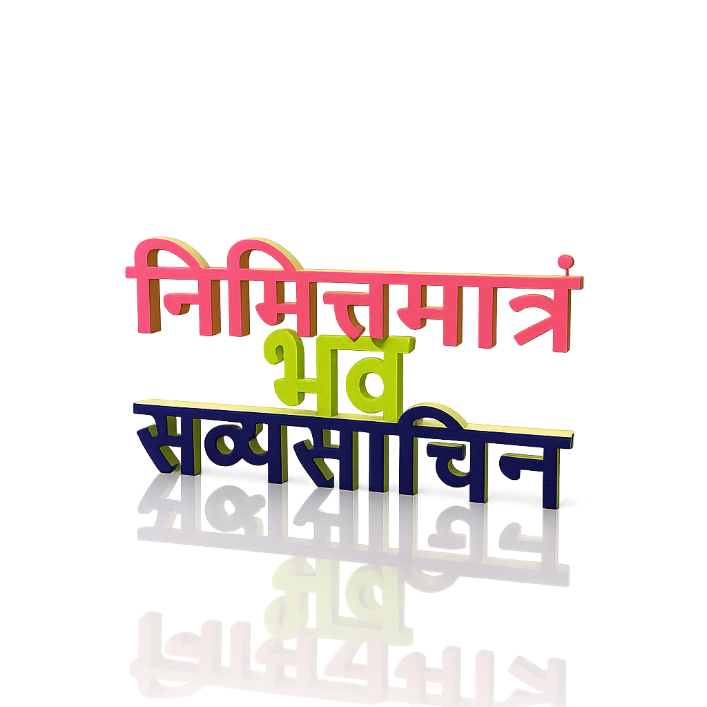 Bhagavad Gita Inspired Desk Plate | “निमित्तमात्रं भव सव्यसाचिन्” Motivational Decor