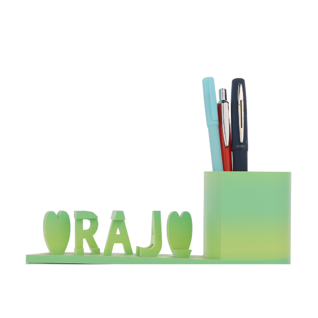 Dual Illusion Nameplate with Pen Stand | Handcrafted Desk Organizer |  Personalized Nameplate with Pen Holder | Compact Office Desk Decor & Gift | Pack 1