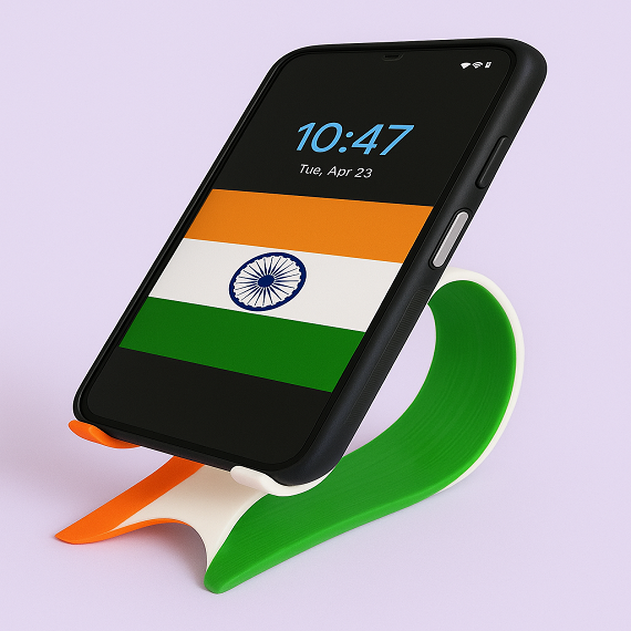MITRAYAA Tricolor Mobile Stand –| Patriotic Phone Holder | Compact Study Table & Office  Desk Accessory | Functional & Decorative Gifting Option | Pack 1