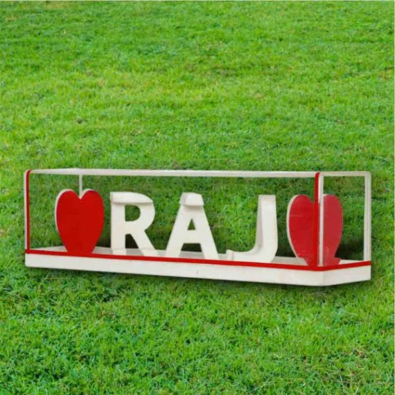 MITRAYAA Dual Illusion Nameplate | Handcrafted Personalized Desk Nameplate | Stylish  Compact Gift for Couples l Pack 1