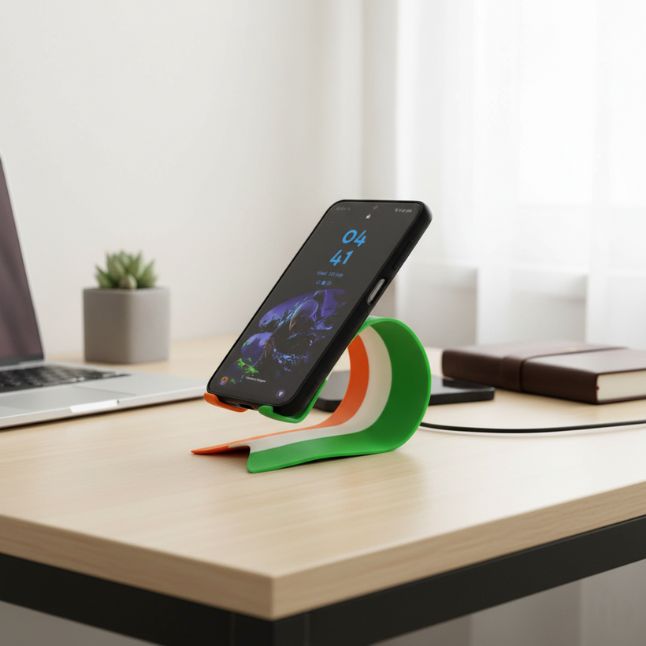 Tricolor Mobile Stand –| Patriotic Phone Holder | Compact Study Table & Office  Desk Accessory | Functional & Decorative Gifting Option | Pack 1
