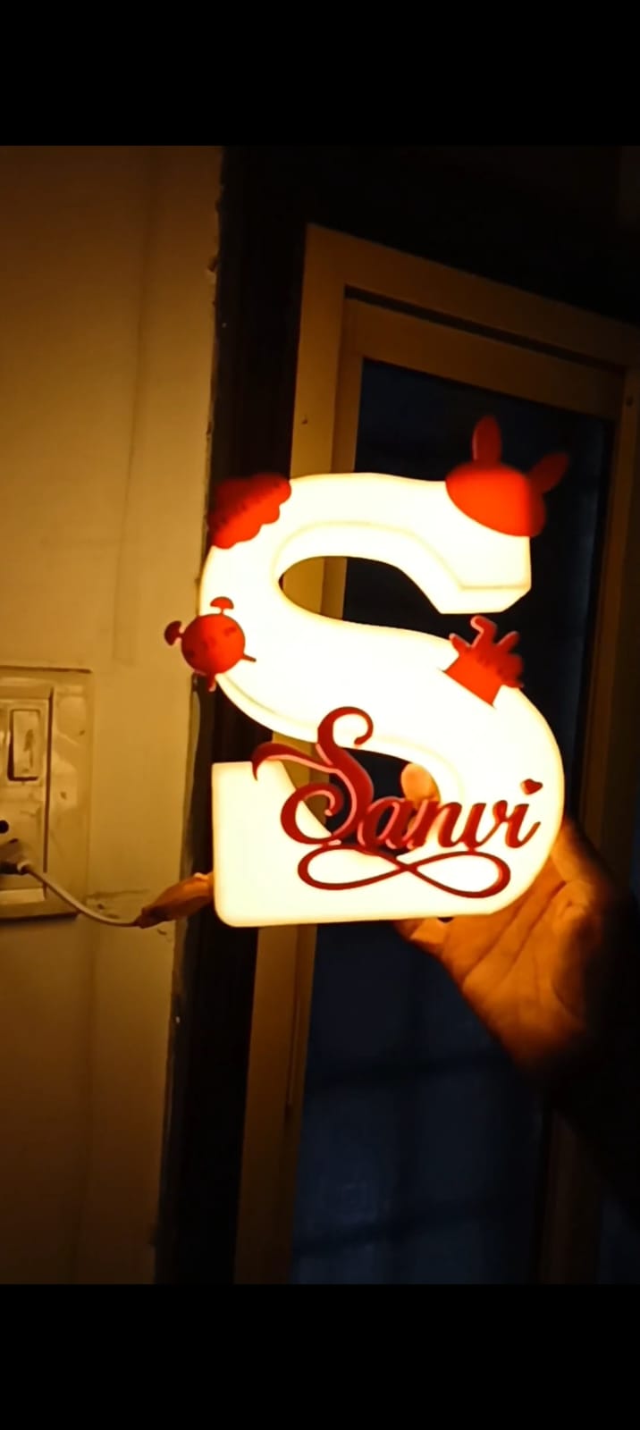 Personalized Baby Birth Details LED Name Lamp | Custom Initial Night Light